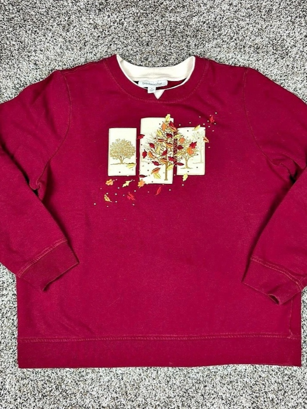 Sz Large Women’s Breckenridge Crewneck Sweatshirt Red Autumn Fall Leaves